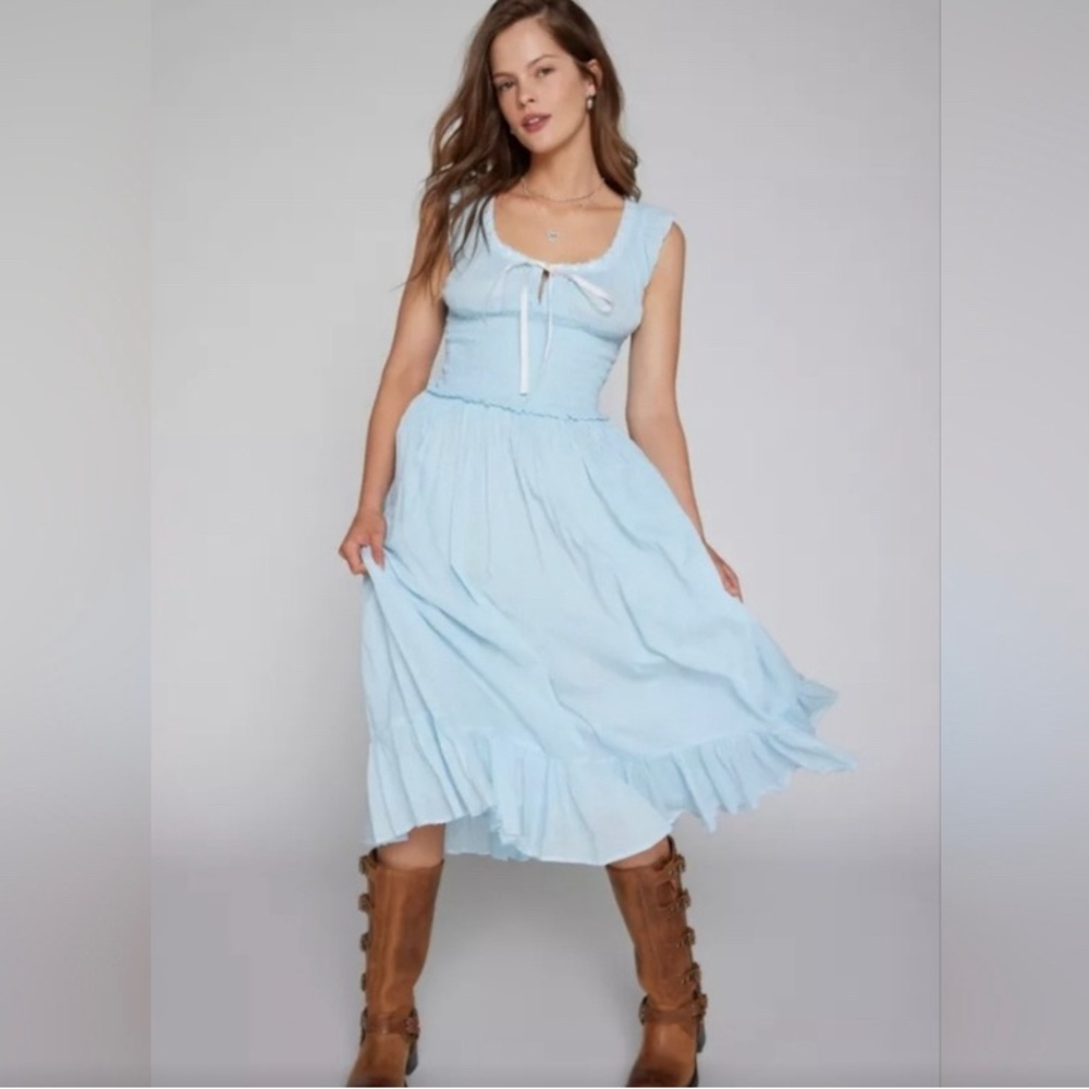 Kimchi Blue Light Blue Dress with Ribbon Tie